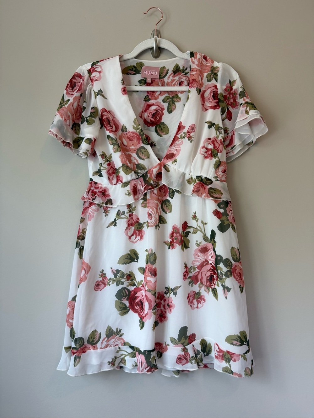 Show Me Your Mumu Virginia Dress White Pink Rose Floral Size XS
